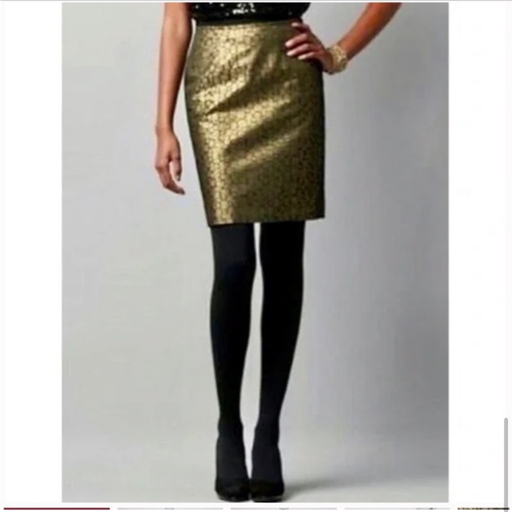 💛 ANN TAYLOR LOFT Gold Metallic Pencil Skirt - Size 6